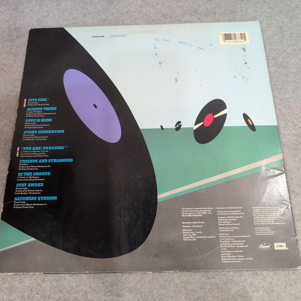 Ronnie Laws Classic Masters Vinyl LP 1984 Capitol ST-12375 Promo Gold Stamp VG - Picture 3 of 7